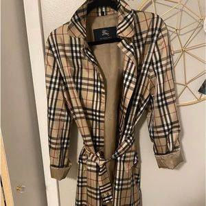 Vintage Check Burberry Nylon Belted Coat